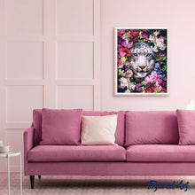 Load image into Gallery viewer, paint by numbers | white tiger in the flowers | new arrivals animals tigers flowers advanced | FiguredArt