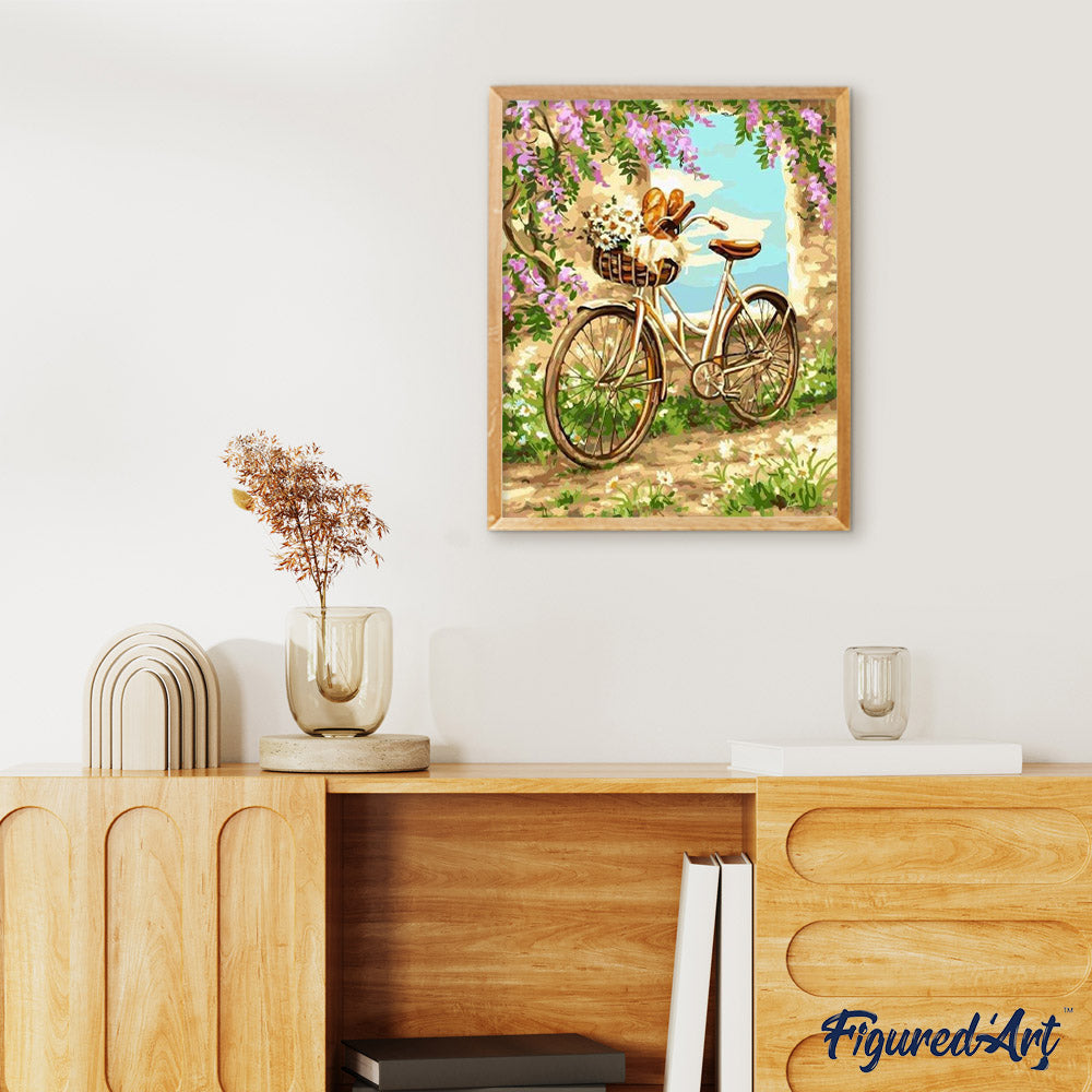 paint by numbers | Flowers and Bicycle | flowers intermediate landscapes | FiguredArt