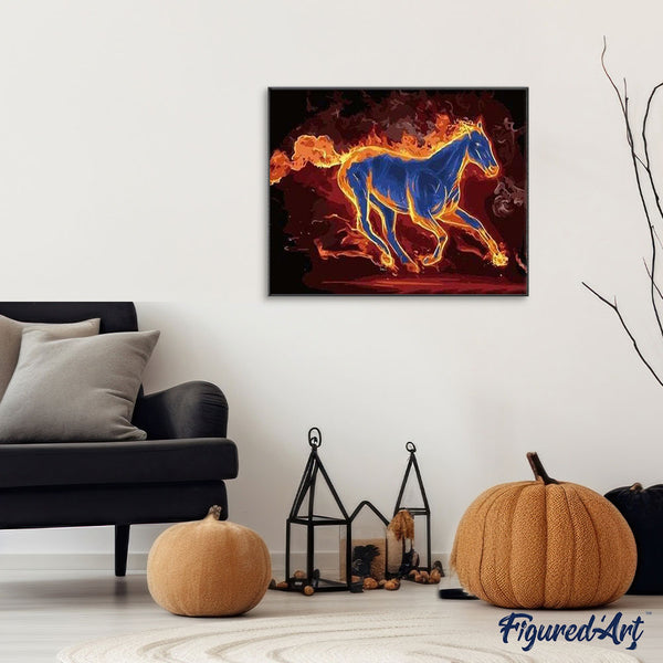 paint by numbers | Horse in fire | animals horses intermediate | FiguredArt