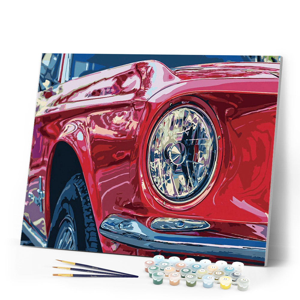 paint by numbers | Red Car Headlight | cars and motos intermediate | FiguredArt