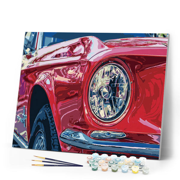 paint by numbers | Red Car Headlight | cars and motos intermediate | FiguredArt