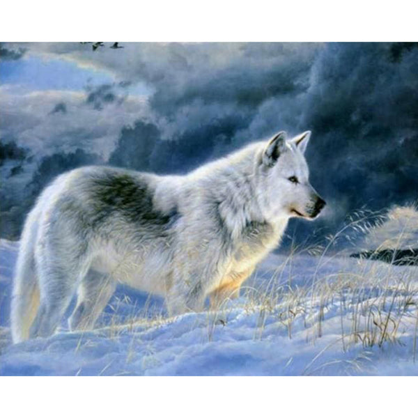 paint by numbers | Lone Wolf in the Snow | advanced animals wolves | FiguredArt