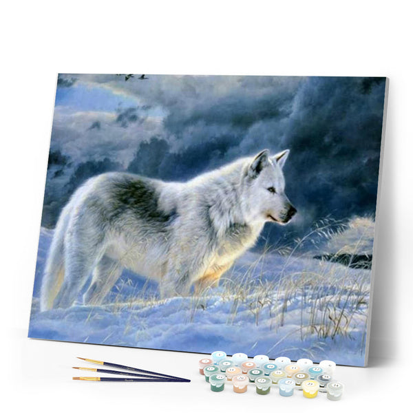 paint by numbers | Lone Wolf in the Snow | advanced animals wolves | FiguredArt
