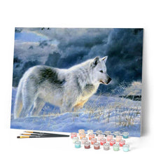 Load image into Gallery viewer, paint by numbers | Lone Wolf in the Snow | advanced animals wolves | FiguredArt