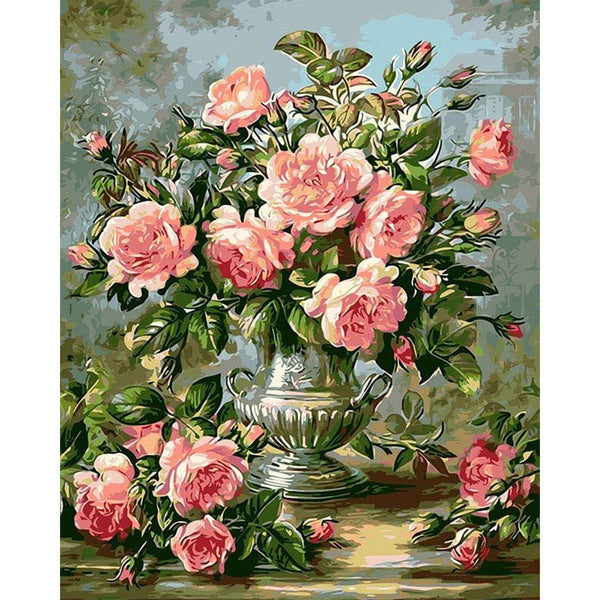 paint by numbers | Flowers in a Pewter Vase | flowers intermediate | FiguredArt
