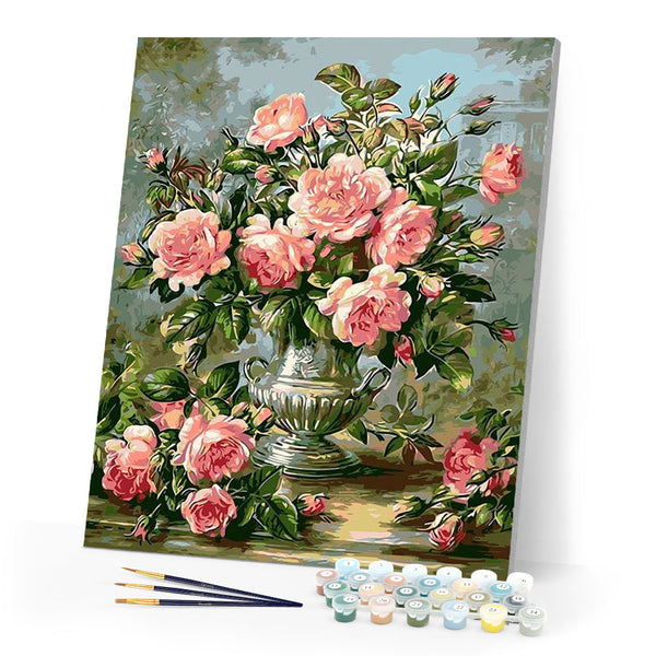 paint by numbers | Flowers in a Pewter Vase | flowers intermediate | FiguredArt