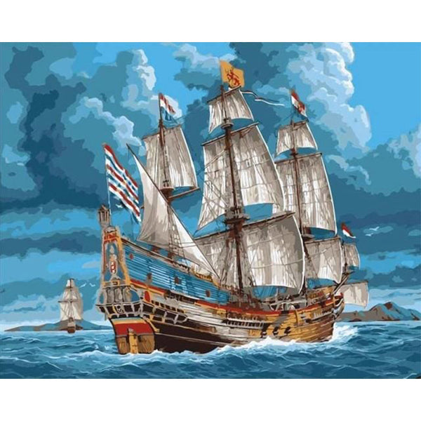 Paint by numbers | Sailboat in the sea | ships and boats intermediate | Figured'Art