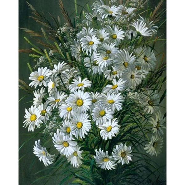 paint by numbers | White Daisy flowers | advanced flowers | FiguredArt