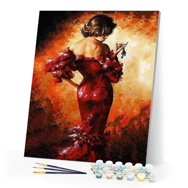 paint by numbers | Woman in sexy Red | advanced romance | FiguredArt