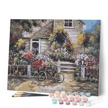 Load image into Gallery viewer, paint by numbers | Bicycle in front of the House | intermediate landscapes | FiguredArt