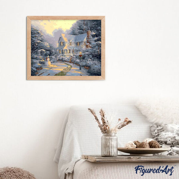 paint by numbers | House and Snowman | intermediate landscapes | FiguredArt