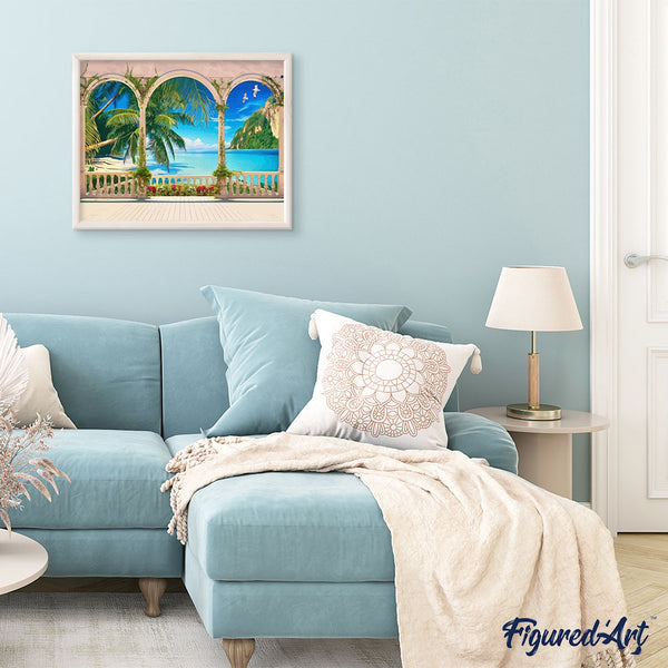 paint by numbers | Villa in tropical bay | intermediate landscapes | FiguredArt
