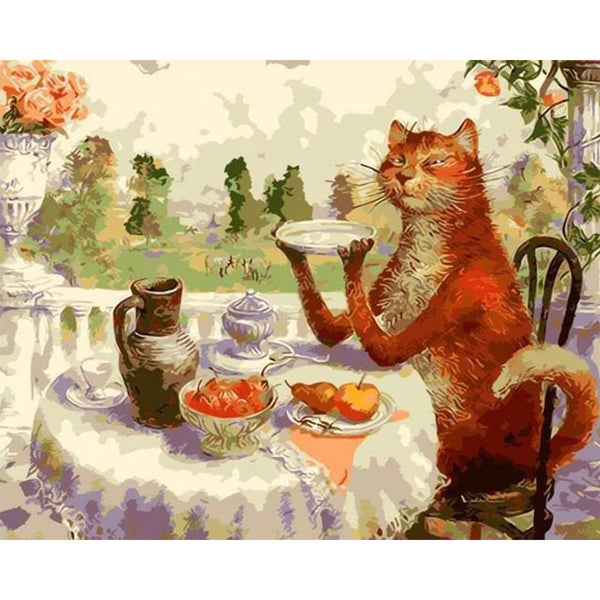 paint by numbers | Cat having Breakfast | animals cats intermediate | FiguredArt