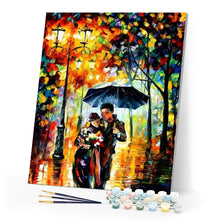 Load image into Gallery viewer, paint by numbers | Romantic couple in the Rain | advanced landscapes romance | FiguredArt