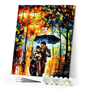 paint by numbers | Romantic couple in the Rain | advanced landscapes romance | FiguredArt