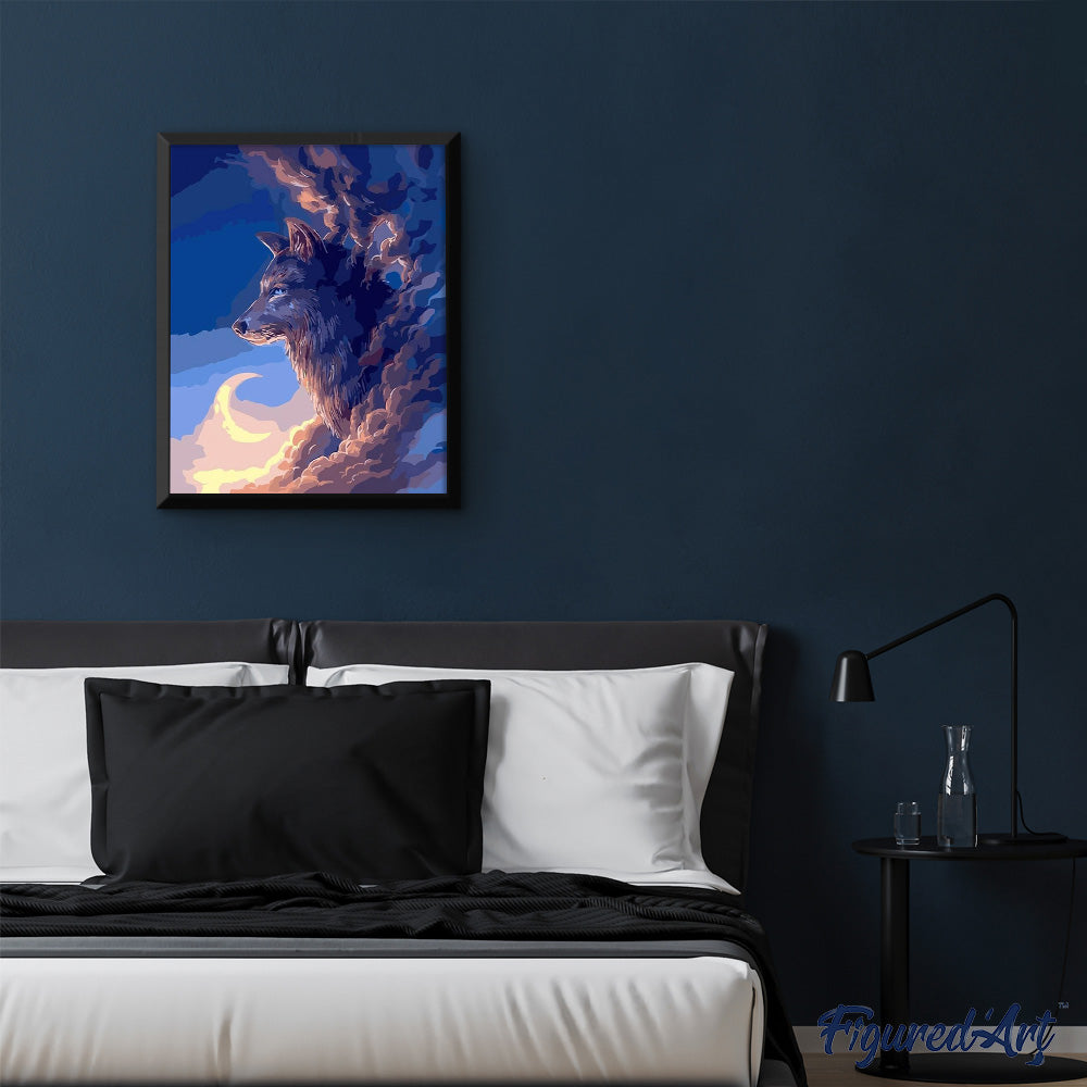 paint by numbers | Wolf and Moon | animals easy wolves | FiguredArt