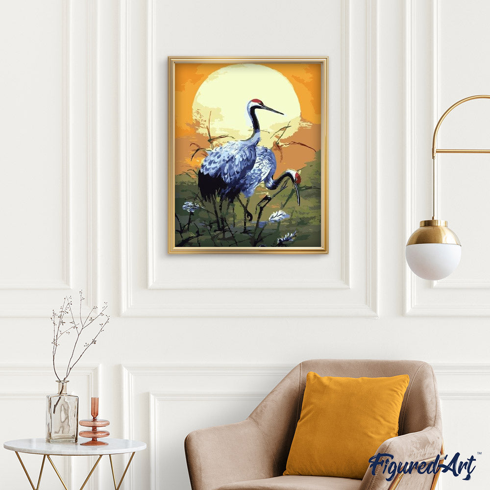 paint by numbers | Crowned cranes | animals birds cranes easy | FiguredArt