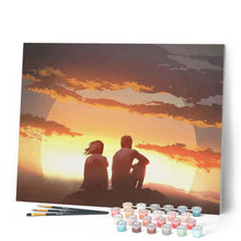 Load image into Gallery viewer, paint by numbers | Couple looking at the Sunset | easy landscapes romance | FiguredArt