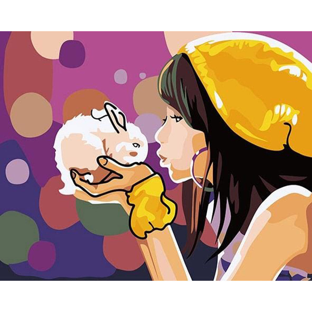 paint by numbers | Girl and Rabbit | animals easy rabbits | FiguredArt