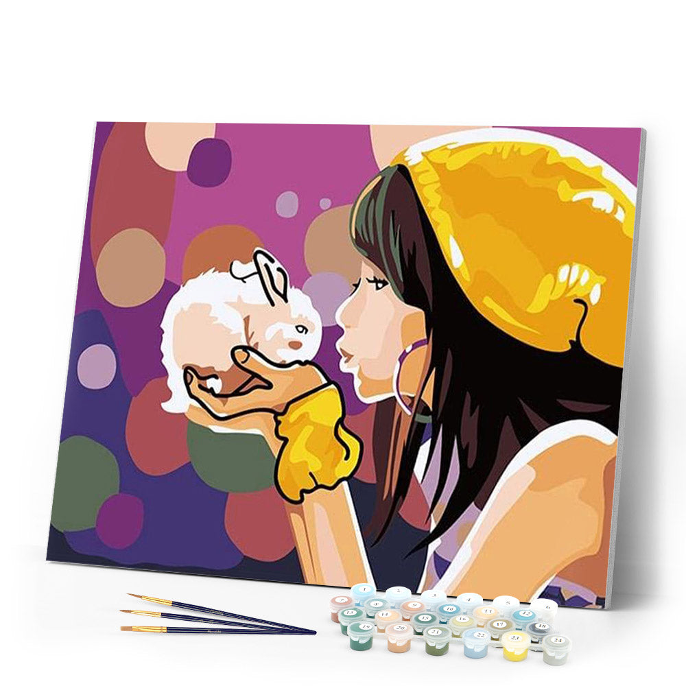 paint by numbers | Girl and Rabbit | animals easy rabbits | FiguredArt