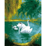 paint by numbers | Swans Family | animals birds intermediate swans | FiguredArt