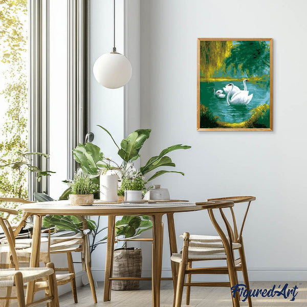 paint by numbers | Swans Family | animals birds intermediate swans | FiguredArt