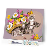 paint by numbers | Cat playing with a Butterfly | animals butterflies cats easy flowers | FiguredArt