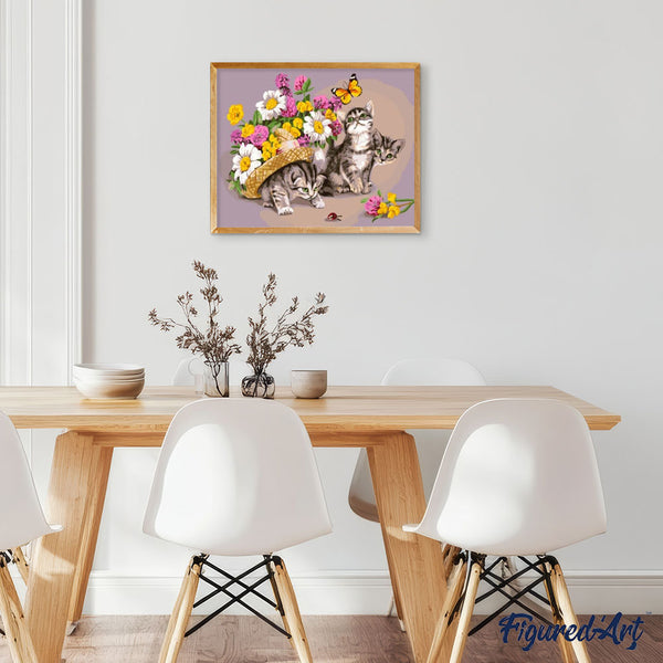 paint by numbers | Cat playing with a Butterfly | animals butterflies cats easy flowers | FiguredArt