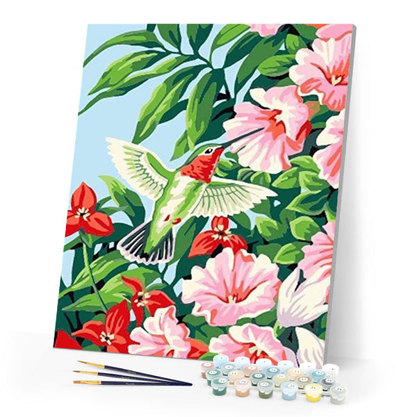 paint by numbers | Hummingbird in the Flowers | animals birds easy flowers | FiguredArt