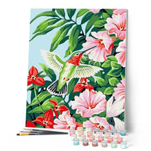 Load image into Gallery viewer, paint by numbers | Hummingbird in the Flowers | animals birds easy flowers | FiguredArt