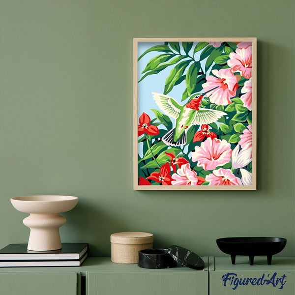 paint by numbers | Hummingbird in the Flowers | animals birds easy flowers | FiguredArt