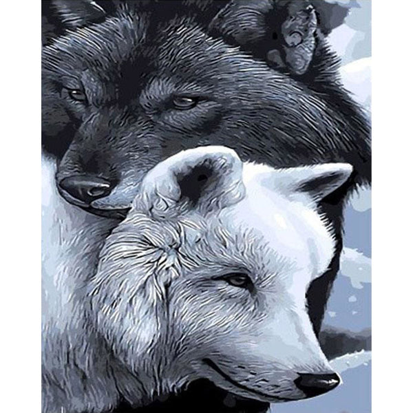 paint by numbers | Black and white Wolves | advanced animals horses wolves | FiguredArt