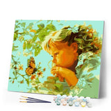 paint by numbers | Little Girl and Butterfly | animals butterflies easy portrait | FiguredArt