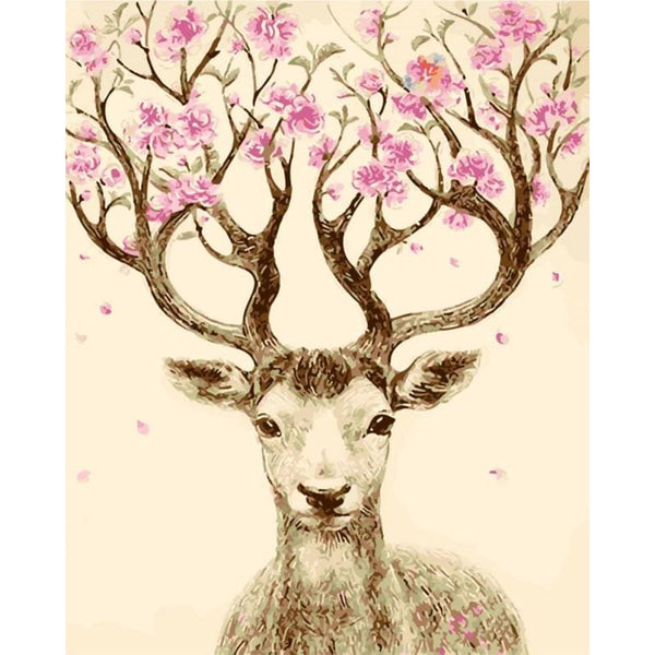 paint by numbers | Deer with Flower wood | animals deer easy flowers | FiguredArt