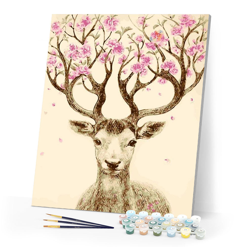 paint by numbers | Deer with Flower wood | animals deer easy flowers | FiguredArt