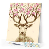 paint by numbers | Deer with Flower wood | animals deer easy flowers | FiguredArt