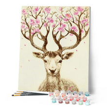 Load image into Gallery viewer, paint by numbers | Deer with Flower wood | animals deer easy flowers | FiguredArt