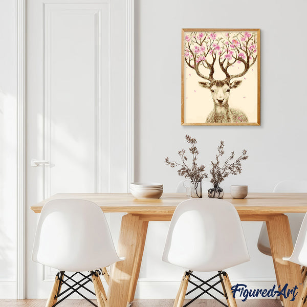 paint by numbers | Deer with Flower wood | animals deer easy flowers | FiguredArt