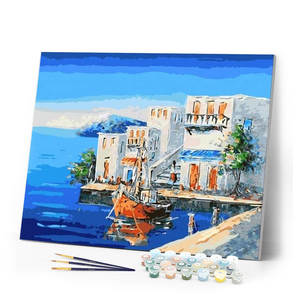 paint by numbers | Coastal House | easy landscapes ships and boats | FiguredArt