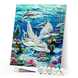 paint by numbers | Dolphin Encounter | animals dolphins intermediate | FiguredArt