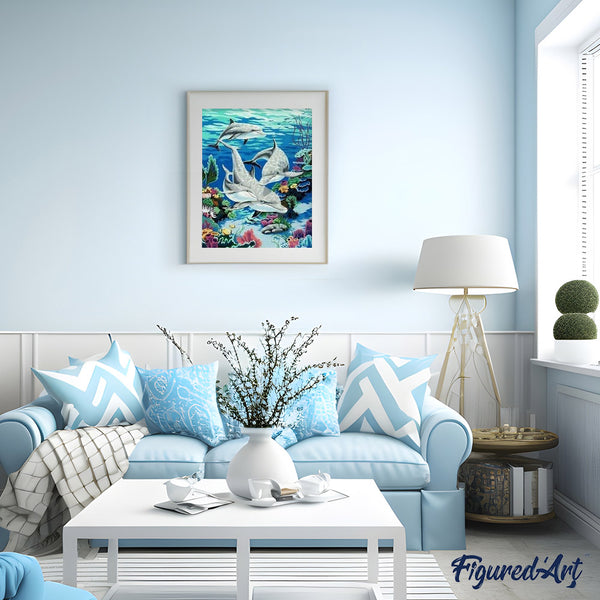 paint by numbers | Dolphin Encounter | animals dolphins intermediate | FiguredArt