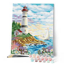 Load image into Gallery viewer, paint by numbers | Lighthouse on a beautiful Day | easy landscapes | FiguredArt