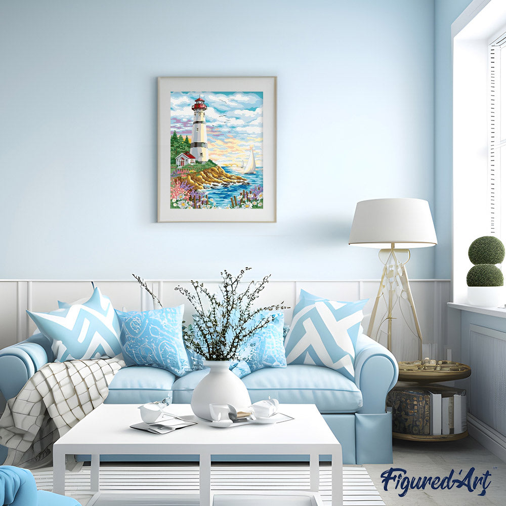 paint by numbers | Lighthouse on a beautiful Day | easy landscapes | FiguredArt