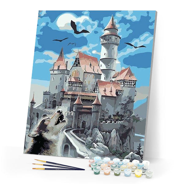 paint by numbers | Castle and Wolf | animals easy landscapes wolves | FiguredArt