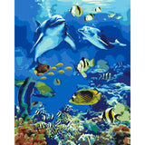 paint by numbers | Fishes and Dolphins | animals dolphins fish intermediate | FiguredArt