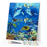 paint by numbers | Fishes and Dolphins | animals dolphins fish intermediate | FiguredArt