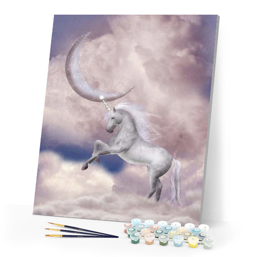 paint by numbers | Unicorn and Moon in the Sky | animals intermediate unicorns | FiguredArt