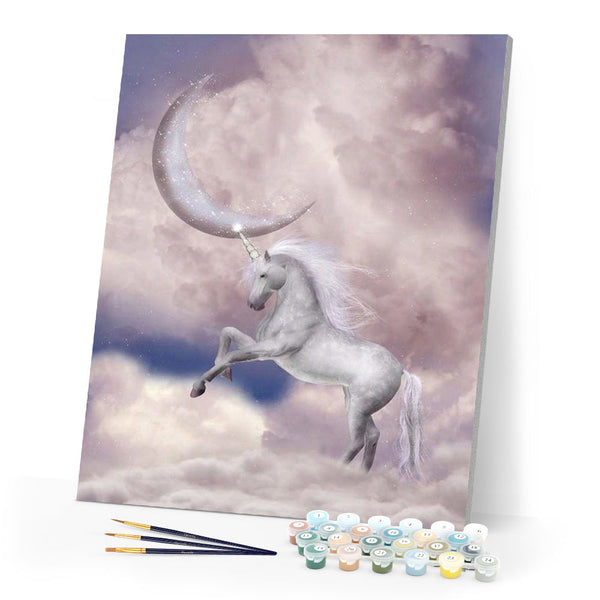 paint by numbers | Unicorn and Moon in the Sky | animals intermediate unicorns | FiguredArt