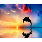 paint by numbers | Dolphin at Sunset | animals dolphins intermediate | FiguredArt