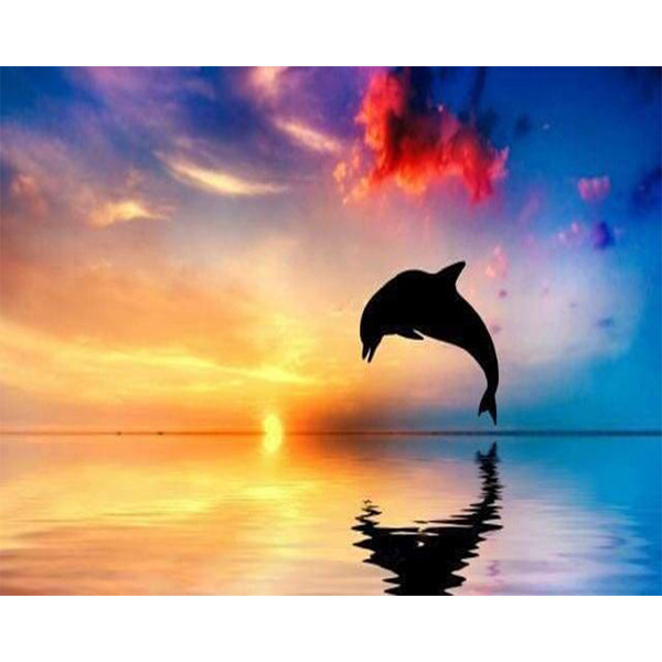 paint by numbers | Dolphin at Sunset | animals dolphins intermediate | FiguredArt